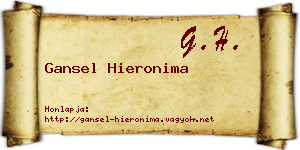 Gansel Hieronima névjegykártya